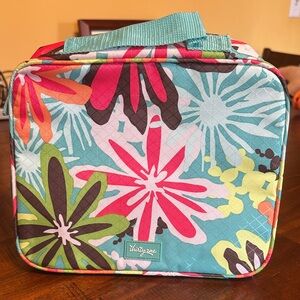 thirty-one Aqua Floral Quilted Lunch Bag